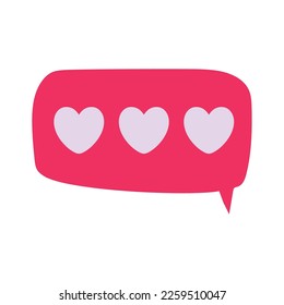 imagen vectorial de la burbuja del habla con corazones sobre un fondo blanco