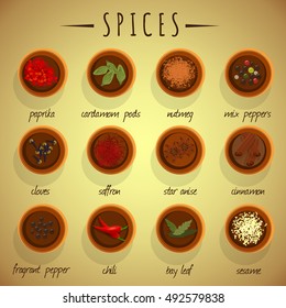 Vector image. Spices set in color