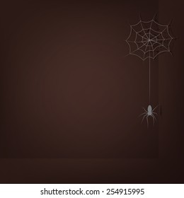 Vector image of spider and his web in dark corner