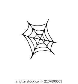 Vector image of a spider web on a transparent background. Spider web. Hand drawn.