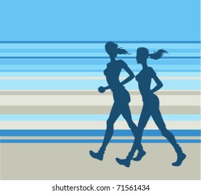 vector image of sportive girls