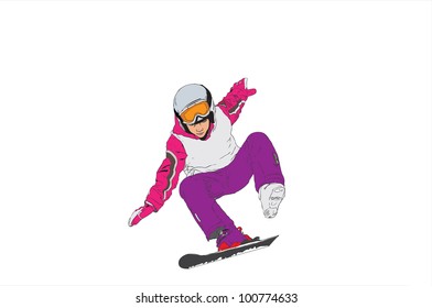 Vector image of sportsman falling down and skiing on a one ski