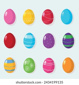 Vector image with spring 
 a set of Easter eggs. happy Easter!