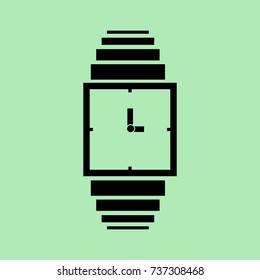 A vector image of a square watch showing the time.