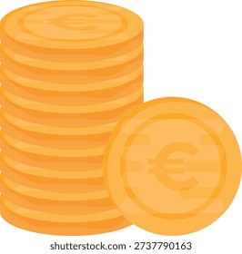 Vector image of stacked euro coins with a price tag of 1 credit, equivalent to $1 USD.