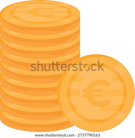 Vector image of stacked euro coins with a price tag of 1 credit, equivalent to $1 USD.