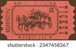 vector image of a stagecoach ticket in vintage style with the image of an old horse drawn omnibus	