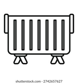 Vector image of a standalone oil heater in a simple black and white line art style