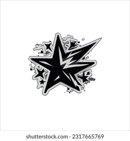 vector image of star, black, yellow, white background.