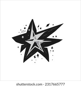 vector image of star, black, yellow, white background.