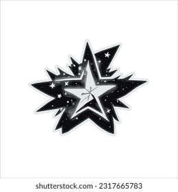 vector image of star, black, yellow, white background.