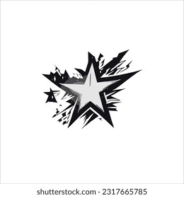 vector image of star, black, yellow, white background.