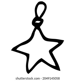 Vector image of a star, a Christmas decoration. The silhouette is a black outline. Design of posters, postcards, stickers, logos.