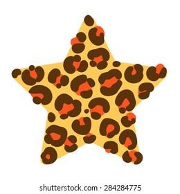 vector image of a star with leopard coloring, printing for garment, tops, t-shirts