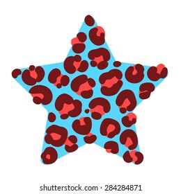 vector image of a star with leopard coloring, printing for garment, tops, t-shirts