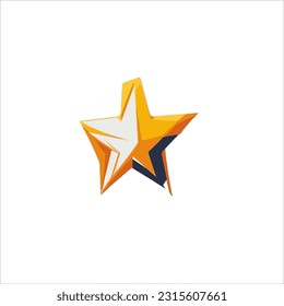 vector image of a star, yellow and white colors, white background.