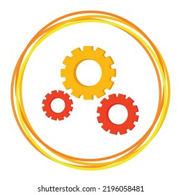 vector image, start up icon with white background and with yellow border.