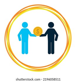 vector image, start up icon with white background and with yellow border.