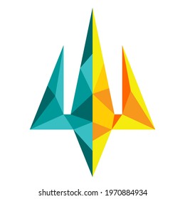 vector image of the State Emblem of Ukraine -trident in a stylized polygonal geometric style isolated on a white background.useful for web and graphic design, print, souvenirs for the Independence Day