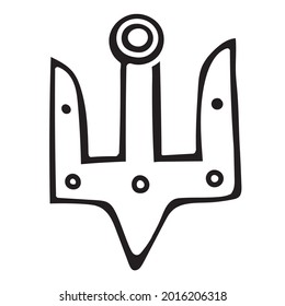 vector image of the State Emblem of Ukraine -a trident in the ancient historical execution isolated on a white background. useful for web and graphic design, prints, souvenirs for the Independence Day