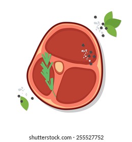 Vector image of steak with spices