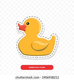 Vector image. Sticker of a cute rubber duck.