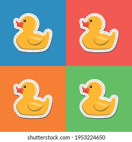 Vector image. Sticker of a cute rubber duck.