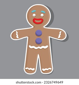 Vector image sticker of a gingerbread man