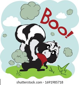 Vector image for sticker, postcard, sticker. Cute skunk