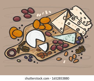 imagen vectorial ilustración de la vida útil de productos útiles. Afiche para restaurantes y cafés. El diseño del restaurante, las servilletas y el interior de la cafetería