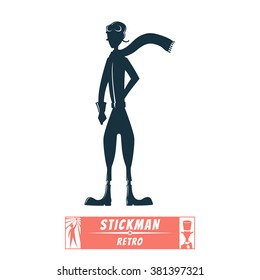 vector image stisk figure depicting a gentleman in racing retro shape