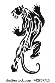 The vector image of the stolen tiger. Black tribal tattoo. A vector illustration.