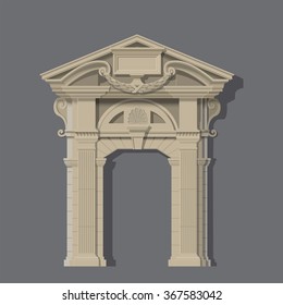 vector image, stone entrance of house