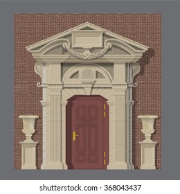 vector image of stone entrance of house classic style, house portal jpg, house entrace , classical architecture