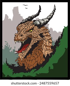 Vector image of a stone in the shape of a dragon's head