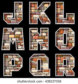 vector image of stone wall  letters and symbols part 2