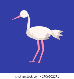 Vector image of a stork on a blue background