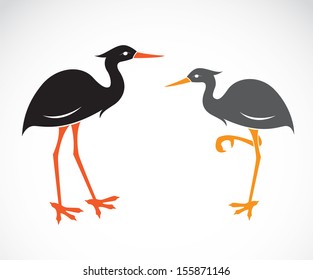 Vector image of an stork on white background