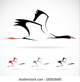 Vector image of an stork on white background