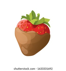 
Vector image of strawberries in chocolate on a white background.