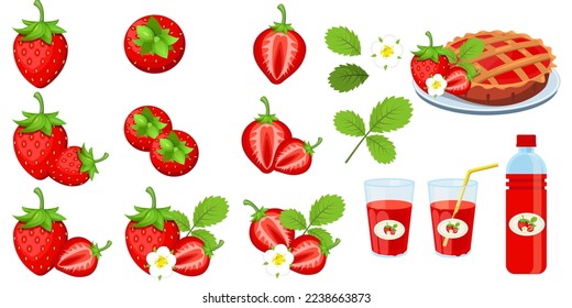 Vector image of strawberries. The concept of healthy food and fresh fruit. Juicy fruits, strawberry snacks, vegetarian dishes.