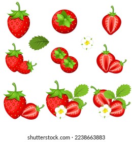 Vector image of strawberries. The concept of healthy food and fresh fruit. Juicy fruits, strawberry snacks, vegetarian dishes.