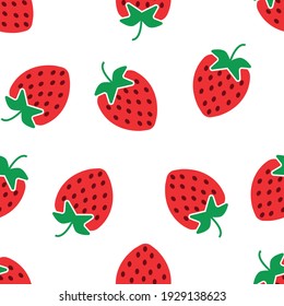 Vector image. Strawberries seamless pattern. Funny image to decorate.
