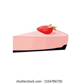 
Vector image of strawberry cheesecake on a white background. Cheesecake for your menu.