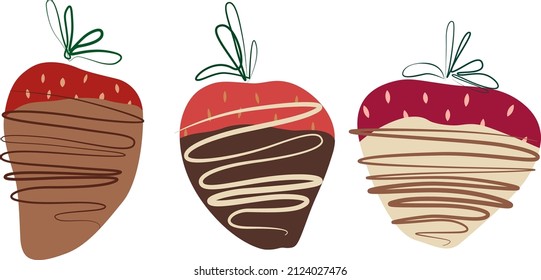 Vector image of strawberry covered with chocolate.
