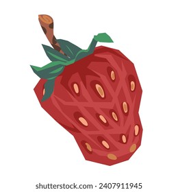 Vector image of a strawberry isolated on a white background for food packaging and design projects.