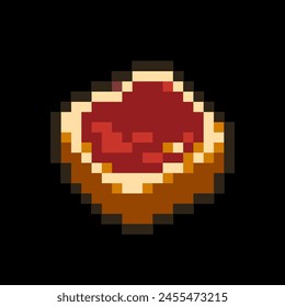 Vector image of strawberry jam toast in pixel art
