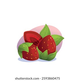 Vector image of strawberry on white background.