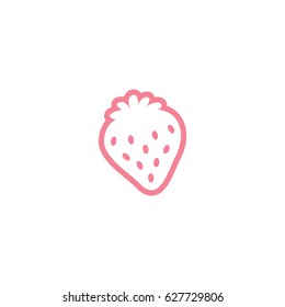 Vector image of strawberry. Strawberry from stroke pink.