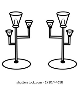 Vector image of street pole lamp in black and white color